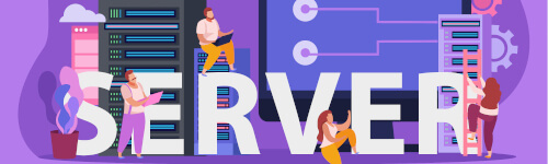 The word server on a purple background.